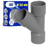 Raccord D'évacuation Angle de 45° Ø 32 mm Fabriqué en PVC Utilisé | pour Assembler Trois Tuyaux - Garantie de 10 Ans - MONTERAL