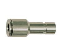 Raccord droit avec raccord fileté de 8 mm de diamètre extérieur pour tuyau Ø 6 mm, pression de travail max. 15 bar, acier inoxydable 1.4404