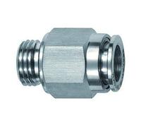 Raccord droit hexagonal extérieur G 1/8 a - Pour tuyau extérieur Ø 6 mm - Pression de travail max. 20 bar, acier inoxydable 1.4404.