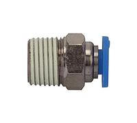 Raccord droit « Serie bleue » Mini R 1/8 A pour tuyau extérieur Ø 6 mm, pression de travail max. 10 bar, plastique/MS vern.