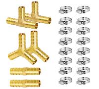 Raccord Durite Essence 10mm, 6 Pièces Connecteur T en Laiton pour Carburant Air Eau Gaz Huile, Avec Pinces (ALL)