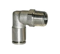Raccord en L rotatif R 1/8 A pour tuyau extérieur Ø 8 mm Pression de travail max. 15 bar Acier inoxydable 1.4404