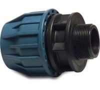 Raccord en polypropylène - Pince x filetage extérieur AG - 16 bar - Raccord de tuyau en polyéthylène - Raccord de serrage en polypropylène pour eau potable DVGW/KIWA/WRAS/SVGW (25 mm x 1)