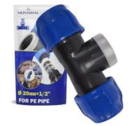 Raccord en T Ø 20 mm x 1/2″ Coudé 90° à Filetage Femelle Renforcé par une Bague en Acier Galvanisé en Polypropylène PP pour Connexion de Tuyau Polyethylene PE - MONTERAL