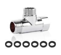 Raccord en T 1/2" en Laiton Vanne de Dérivation G1/2" en Laiton à 3 Voies Adaptateur en Forme de T avec 6 Rondelles Connecteur de Tuyau 3 Voies Raccord en T pour Toilettes et Salles de Bains (Ø 20mm)