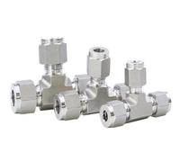 Raccord en T à 3 voies, union de compression for tube extérieur, acier inoxydable, avec écrou verrouillage UNF(19.02MM 3L4 INCH_UNF NUT SP)