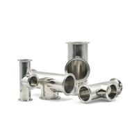 Raccord en T à manchon sanitaire en acier inoxydable 304, 38-102 mm, extrémité courte, 3 clips de 1,5 à 4 pouces, accessoires for canalisations de bière fabriquées maison(2 inch)