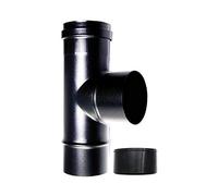 Raccord en T chaudière 90 ° fm-m DN 100 réduit 80 mmsmaltato 600 degrés poêle à granules tube noir de bois CE Made in Italy