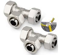 Raccord en T égal 3/4, un couple de connecteurs de tube à 3 voies, raccord de tuyau en T en cuivre robuste, raccord de plomberie en T fileté adapté pour les dispositions de tubes 3/4