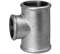 Raccord en T en fonte malléable Hermann Schmidt 1" x 1/2", réduit, filetage intérieur, galvanisé