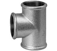 Raccord en T en fonte malléable Hermann Schmidt DN 15, filetage intérieur 1/2", zingué