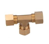 Raccord en T en laiton à compression 3 voies pour tuyau de 3,175 à 15,88 mm (1/8, 3/16, 1/4, 5/16, 3/8, 1/2, 5/8 pouce), 12,7 mm (112 pouces).