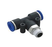 Raccord en T mâle en plastique PT M5 1/8 1/4 3/8 1/2, 10 pièces/lot, connecteur d'accessoires de machine à emboîter pneumatique(PT6 M5 6mm M5,G Thread)