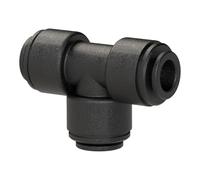 Raccord en T POM pour tuyau extérieur Ø 18 mm, pression de travail max. 10 bar.