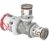 Raccord en T S-Press PLUS Uponor, réduit, en laiton étamé 25x16x16mm