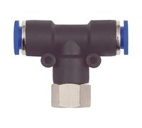 Raccord en T « Serie bleue » - Rotatif G 1/2 i - Pour tuyau extérieur de 10 mm de diamètre - Pression de travail max. 15 bar - Plastique/MS vern.