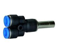 Raccord en Y rouge 4 mm » - Mini - Pour filetage extérieur de 3 mm de diamètre - Pression de travail max. 10 bar - Plastique/MS vern.