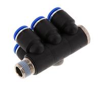 raccord enfichable 12mm x R3/8'' 6 voies pour collecteur avec filetage mâle Laiton/PA 66 NBR rotatif