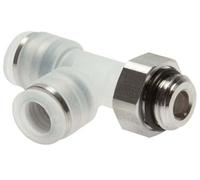 Raccord enfichable en T à angle droit 10mm x G1/2'' avec filetage mâle PA/Acier inoxydable EPDM FDA Rotatif