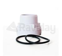 Raccord fileté blanc + 2 joints pour liaison vanne/tuyau Poolfilter 400-500-600
