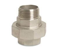 Raccord fileté en acier inoxydable 1 1/4" IG x 1 1/4" AG type conique.