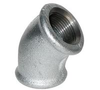 Raccord Fileté Fonte Malléable Galvanisée - Coude 45° Femelle-Femelle - Changement De Direction En Angle Doux