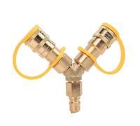 Raccord Gaz Y, Séparateur de Tuyau en Laiton 3/8 Pouces, Connecteur Rapide pour Gaz Naturel - Double Alimentation Gaz, Connexion Sécurisée, Usage Extérieur Polyvalent