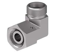 Raccord Hydraulique Coude 90° / COUDE ORIENTABLE 12L : Mâle 24° 12 Série L x Femelle tournant 24° 12 Série L + Joint Torique
