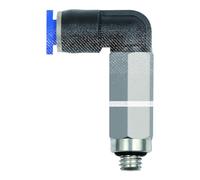 Raccord L "Serie" bleu Mini long rotatif M5 pour tuyau extérieur Ø 4 mm Pression max. 10 bars, plastique/MS vern.