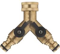 Raccord Laiton Nez de Robinet d'Arrosage Femelle 20x27 (3/4) - Selecteur 2 Sorties Raccordement Automatique AROZ