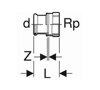 Geberit Mapress c acier douille de vis zinguée bi.dr. 1/2 bix22 mm 21805