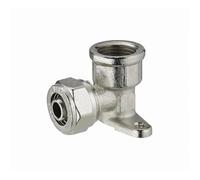 Coude applique à compression pour tube multicouche NOYON & THIEBAULT - Ø 16 mm à visser femelle F1/2' (15x21) 2 trous pour fixation au mur - 3990-1516L1