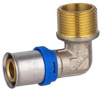 Raccord Multicouche à Sertir Multi profils TH-H-U coude diamètre Ø20 mm - à visser mâle 20x27 (3/4) - Norme NF 545 pour réseau d'eau potable et chauffage NOYON & THIEBAULT