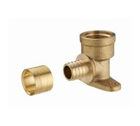 Coude applique à glissement pour tube PER NOYON & THIEBAULT - Ø 16 mm à visser femelle F1/2' (15x21) 2 trous pour fixation au mur Bague en laiton - 3191-1516L1