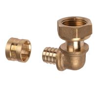 Raccord PER coudé 90° à glissement avec écrou à portée plate - F 3/4' - diamètre 20 mm - PB tub