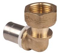 Raccord PER coudé 90° à sertir avec écrou à portée plate - F 3/4' - Ø 25 mm - PB tub
