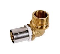 Raccord PER coudé 90° à sertir M 3/8" Ø 12 mm PB tub