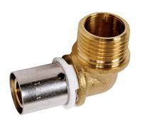 Raccord PER coudé 90° à sertir M 3/8" Ø 12 mm PB tub | Raccord PER coudé 90 degrés à sertir - M 3/8' - Diamètre 12 mm - PB tub