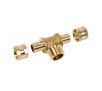 Raccord PER en T à glissement M 1/2" Ø 12 mm PB tub