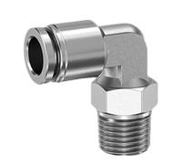 Raccord pneumatique 3/8" vers 10 mm en acier inoxydable V2A coudé 90° (3/8" - 10 mm)