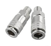 Raccord pneumatique à filetage mâle G1/4 pour connecteur rapide standard de l'UE pour compresseur d'air, 2 coupleurs rapides en métal argenté