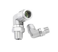 Raccord pneumatique coudé mâle BSPT 4, 6, 8, 10, 12, 14, 16 mm de diamètre extérieur, 1/8", 1/4", 3/8", 1/2", en acier inoxydable 304.(PL16-04 (16mm-1l2))