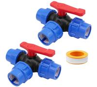 Raccord PP, vanne à boisseau sphérique 3 voies en T avec poignée, connecteur 3 voies pour tuyau PE 25mm, compatible Gardena, vanne à boisseau sphérique pour tuyau PE