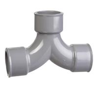 Raccord PVC gris coudé double 87°30 - diamètre 50 mm - Triple emboîture - Girpi