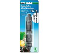Raccord rapide d'aquarium avec robinet double JBL Noir 12/16 mm