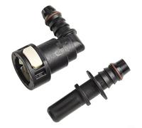 Raccord rapide de tuyau de carburant en nylon SAE 3/8" 90° de 11,8 mm - Corps PA12+30GF, joints toriques FKM, 500 kPa, -40 °C à 115 °C, pour tuyau en nylon de 10 mm ou tuyau en caoutchouc de 12 mm