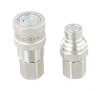 Raccord rapide hydraulique plat FF complet avec valve pour NPT14 38 12 34, conçu pour des connexions fiables dans les équipements et machines hydrauliques (G1/4))