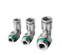 Raccord rapide pneumatique coudé en acier inoxydable 304, filetage mâle 1/8", 1/4", 3/8", 1/2" BSP, 2 pièces(8MM To 1/8")