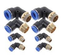 Raccord Rapide Pneumatique Coudé Mâle Pl, Connecteur Compact Noir | Cuivre et Plastique, Montage Simple sans Fuite, Léger et Discret, pour Tuyau D’air Comprimé