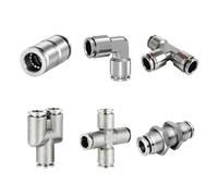Raccord rapide pneumatique en acier inoxydable 304 for tuyau métallique haute pression, 4, 6, 8, 10, 12, 14, 16 mm, 1 pièce(PV,4mm)